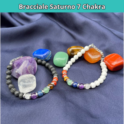 Bracciale Saturno con pietre naturali 7 Chakra da 6 mm - Zen Home
