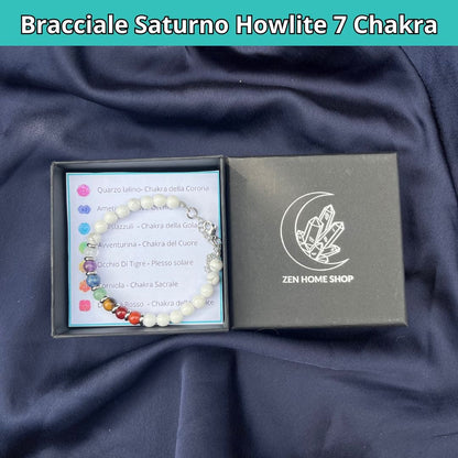 Bracciale Saturno con pietre naturali 7 Chakra da 6 mm - Zen Home