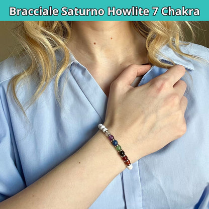 Bracciale Saturno con pietre naturali 7 Chakra da 6 mm - Zen Home