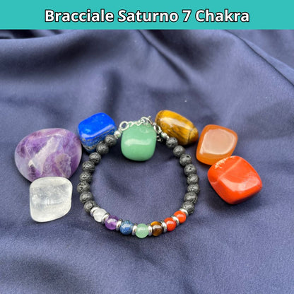 Bracciale Saturno con pietre naturali 7 Chakra da 6 mm - Zen Home