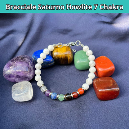 Bracciale Saturno con pietre naturali 7 Chakra da 6 mm - Zen Home
