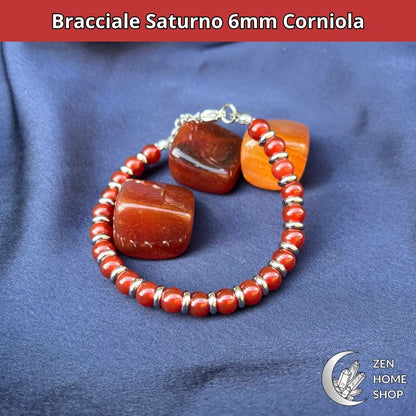 Bracciale Saturno con pietre naturali Corniola da 6 mm - Zen Home