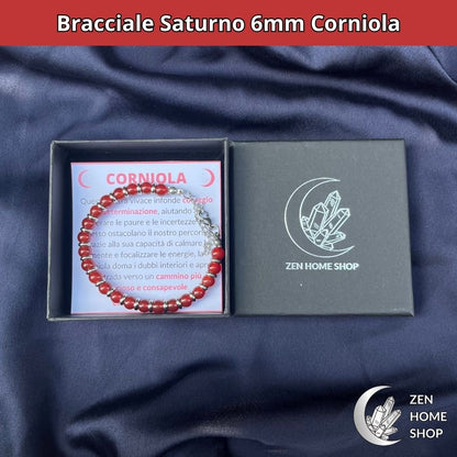 Bracciale Saturno con pietre naturali Corniola da 6 mm - Zen Home