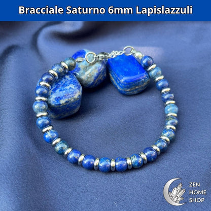 Bracciale Saturno con pietre naturali Lapislazzuli da 6 mm - Zen Home