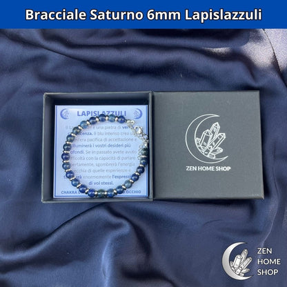 Bracciale Saturno con pietre naturali Lapislazzuli da 6 mm - Zen Home