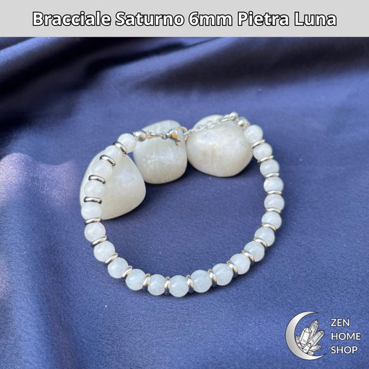 Bracciale Saturno con pietre naturali Pietra Luna da 6 mm - Zen Home