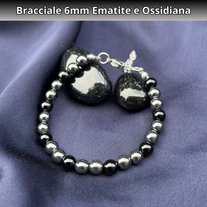 Bracciale Terra 6mm Ematite e Ossidiana - Zen Home
