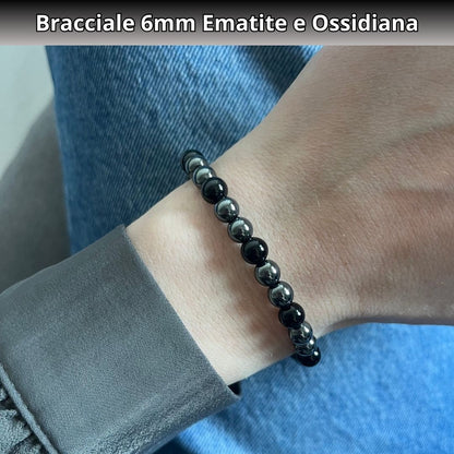 Bracciale Terra 6mm Ematite e Ossidiana - Zen Home