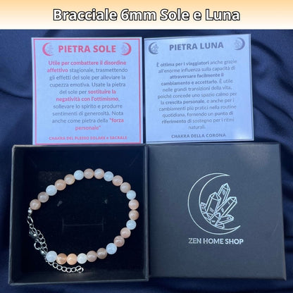 Bracciale Terra 6mm Pietra sole e luna - Zen Home