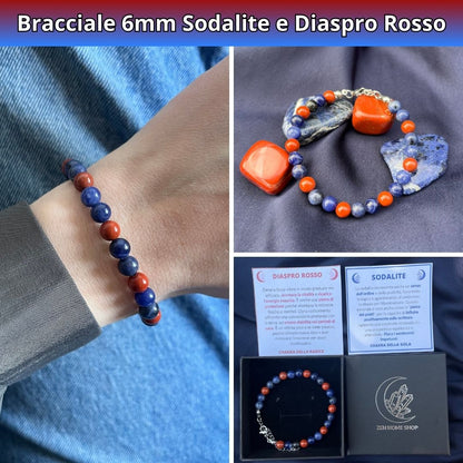 Bracciale Terra 6mm Sodalite e Diaspro rosso - Zen Home