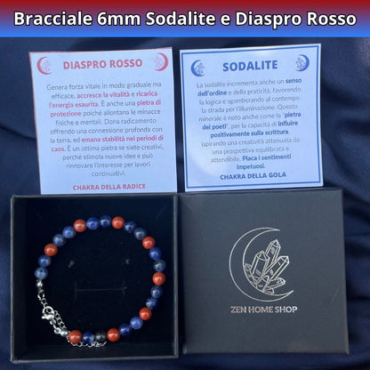 Bracciale Terra 6mm Sodalite e Diaspro rosso - Zen Home