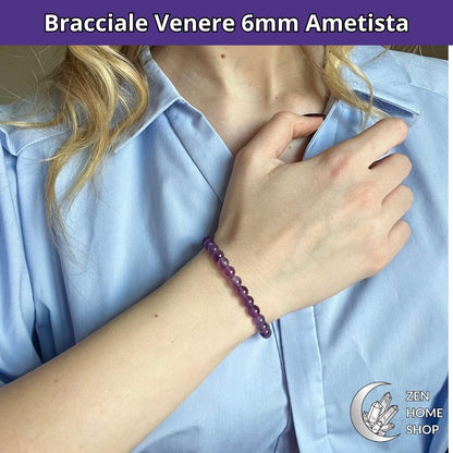 Bracciale Venere con pietre naturali Ametista da 6 mm - Zen Home