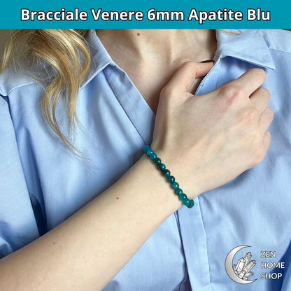 Bracciale Venere con pietre naturali Apatite Blu da 6 mm - Zen Home