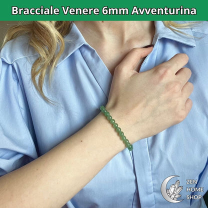 Bracciale Venere con pietre naturali Avventurina Verde da 6 mm - Zen Home