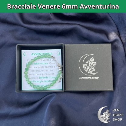 Bracciale Venere con pietre naturali Avventurina Verde da 6 mm - Zen Home