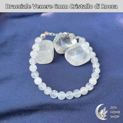 Bracciale Venere con pietre naturali Cristallo di Rocca da 6 mm - Zen Home