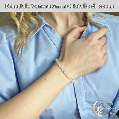 Bracciale Venere con pietre naturali Cristallo di Rocca da 6 mm - Zen Home