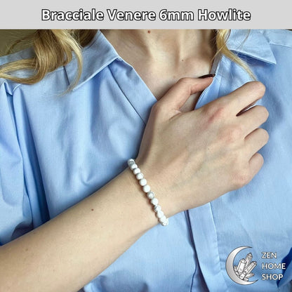 Bracciale Venere con pietre naturali Howlite da 6 mm - Zen Home