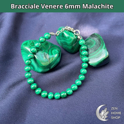Bracciale Venere con pietre naturali Malachite da 6 mm - Zen Home