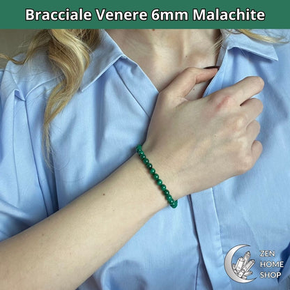 Bracciale Venere con pietre naturali Malachite da 6 mm - Zen Home