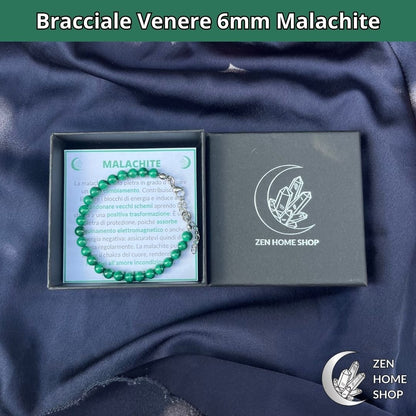Bracciale Venere con pietre naturali Malachite da 6 mm - Zen Home