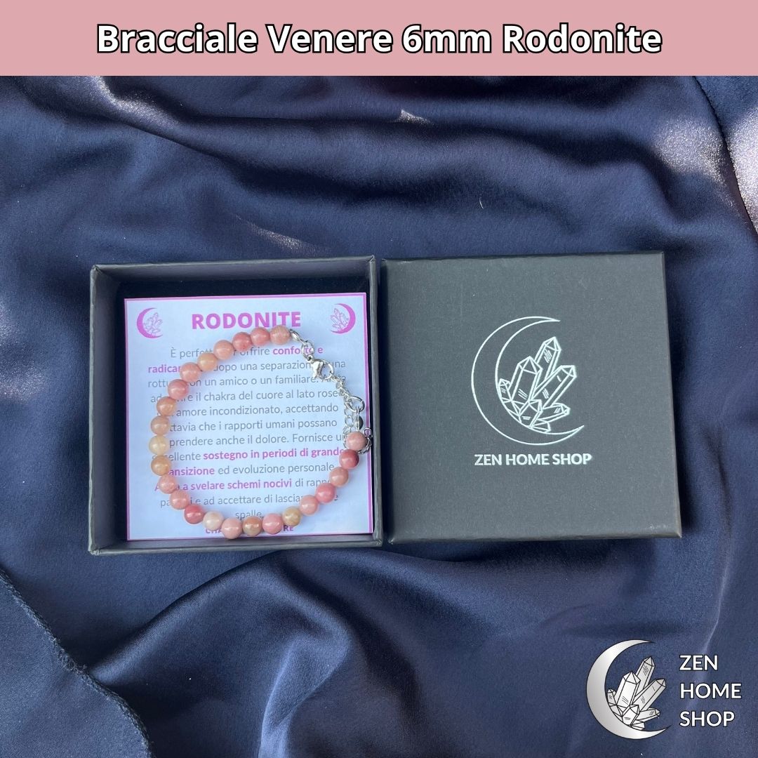 Bracciale Venere con pietre naturali Rodonite da 6 mm - Zen Home