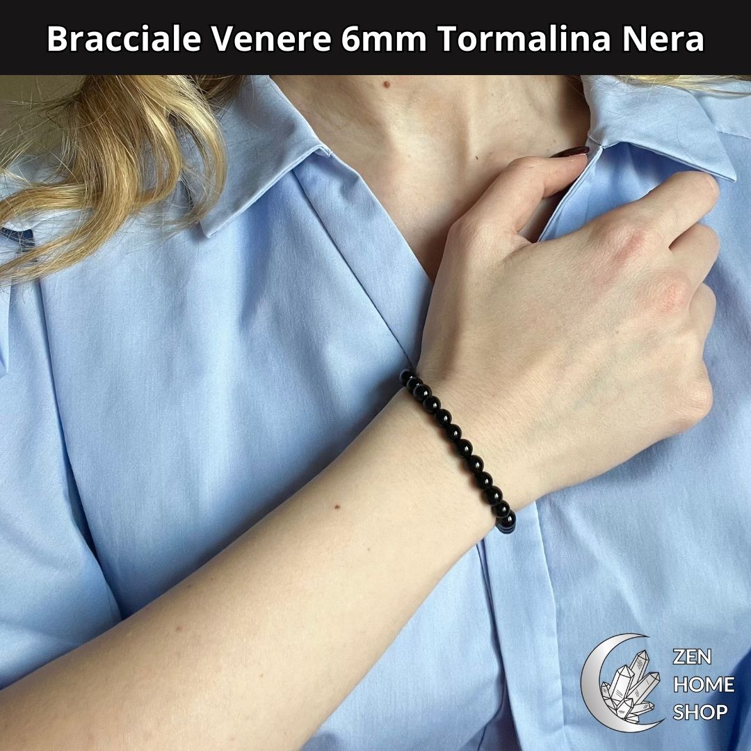Bracciale Venere con pietre naturali Tormalina Nera da 6 mm - Zen Home