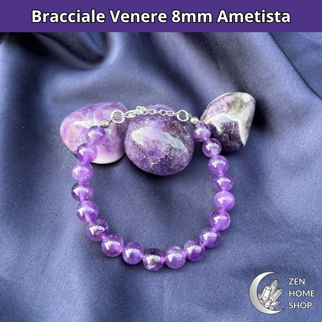Arana's Bracciale In Ametista – Pietre Naturali Semipreziose – Filo Elastico 18 Cm
