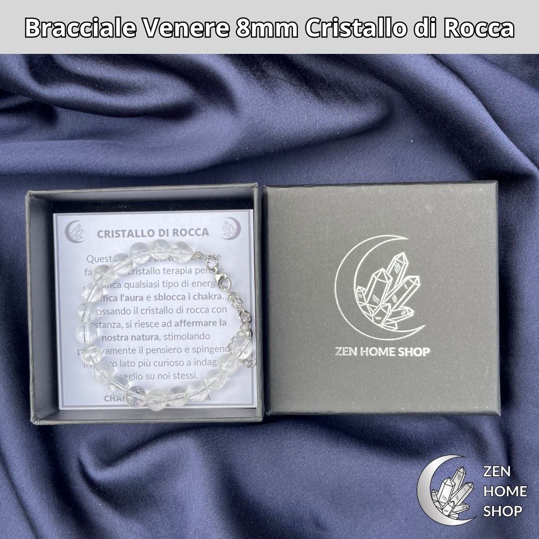 Bracciale Venere da 8 mm - CRISTALLO DI ROCCA - Zen Home