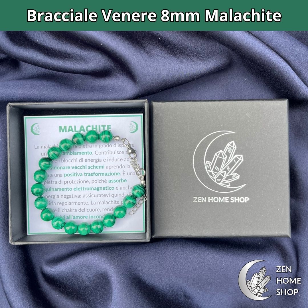 Bracciale Venere da 8 mm - MALACHITE Verde - Zen Home