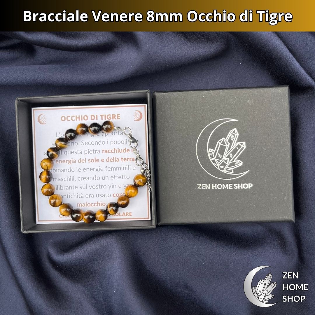 Bracciale Venere da 8 mm - OCCHIO DI TIGRE ORO - Zen Home