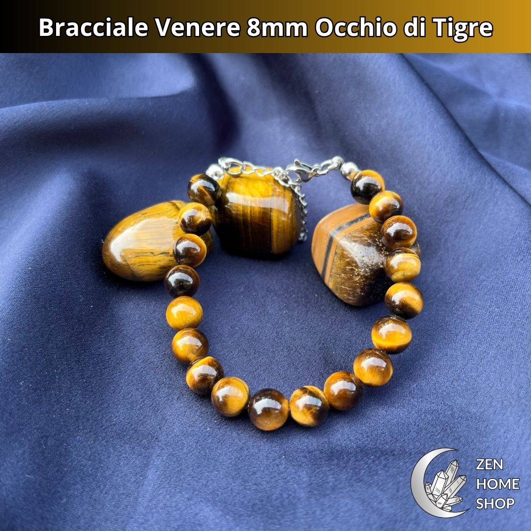 Bracciale Venere da 8 mm - OCCHIO DI TIGRE ORO - Zen Home