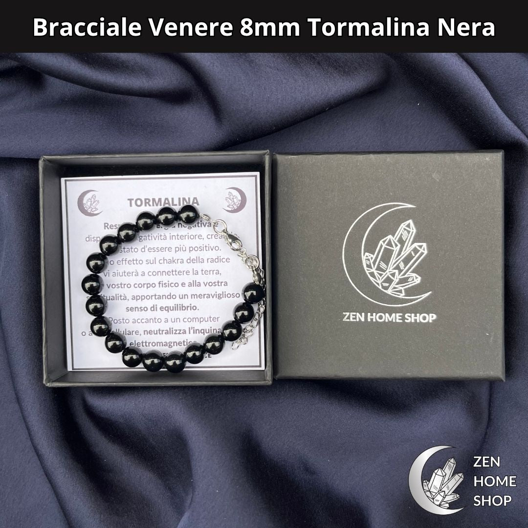Bracciale Venere da 8 mm - TORMALINA NERA - Zen Home