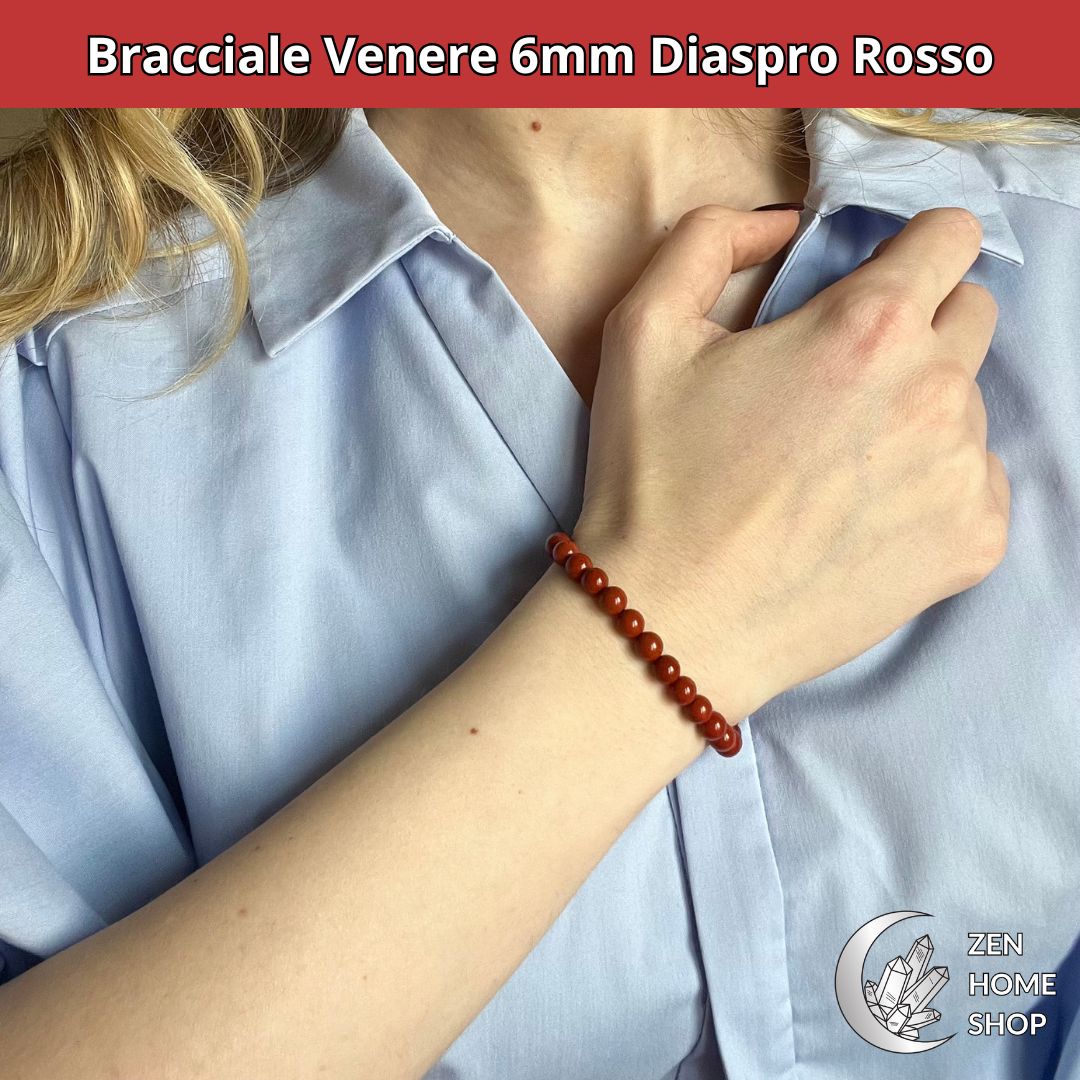 Bracciale Venere Diaspro Rosso con pietre naturali da 6 mm - Zen Home
