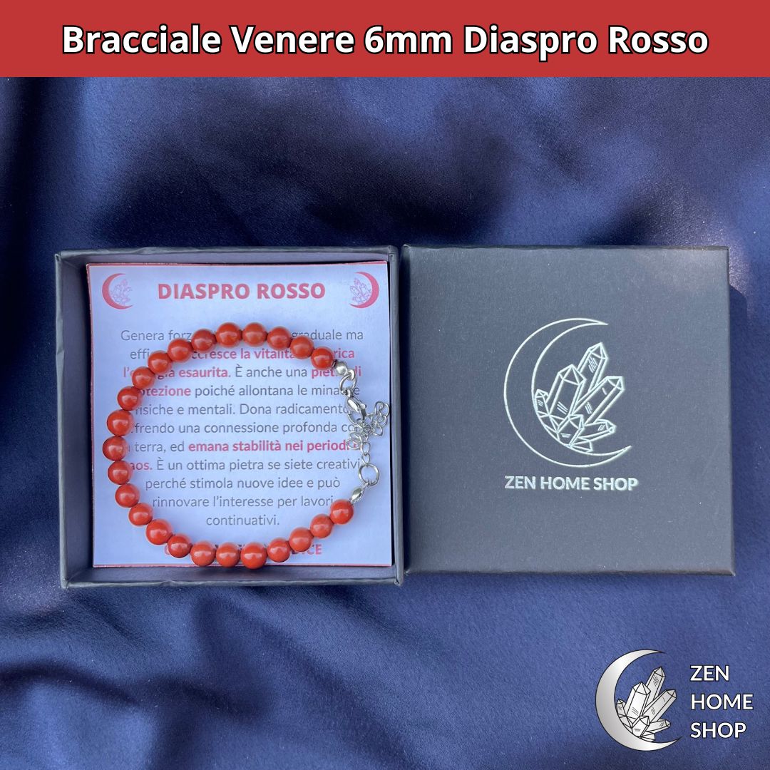 Bracciale Venere Diaspro Rosso con pietre naturali da 6 mm - Zen Home