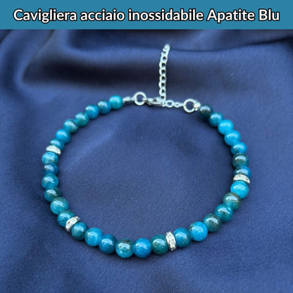 Cavigliera regolabile con Apatite ed inserti in acciaio inox - Zen Home