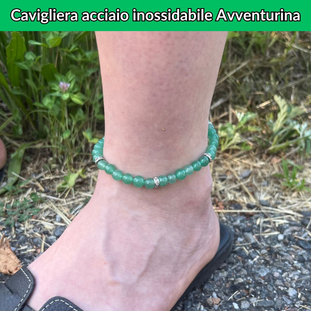 Cavigliera regolabile con Avventurina ed inserti in acciaio inox - Zen Home
