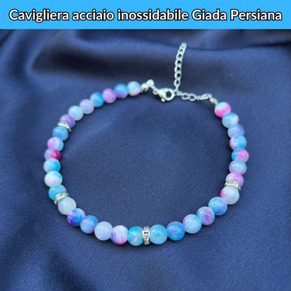 Cavigliera regolabile con Giada Persiana ed inserti in acciaio inox - Zen Home