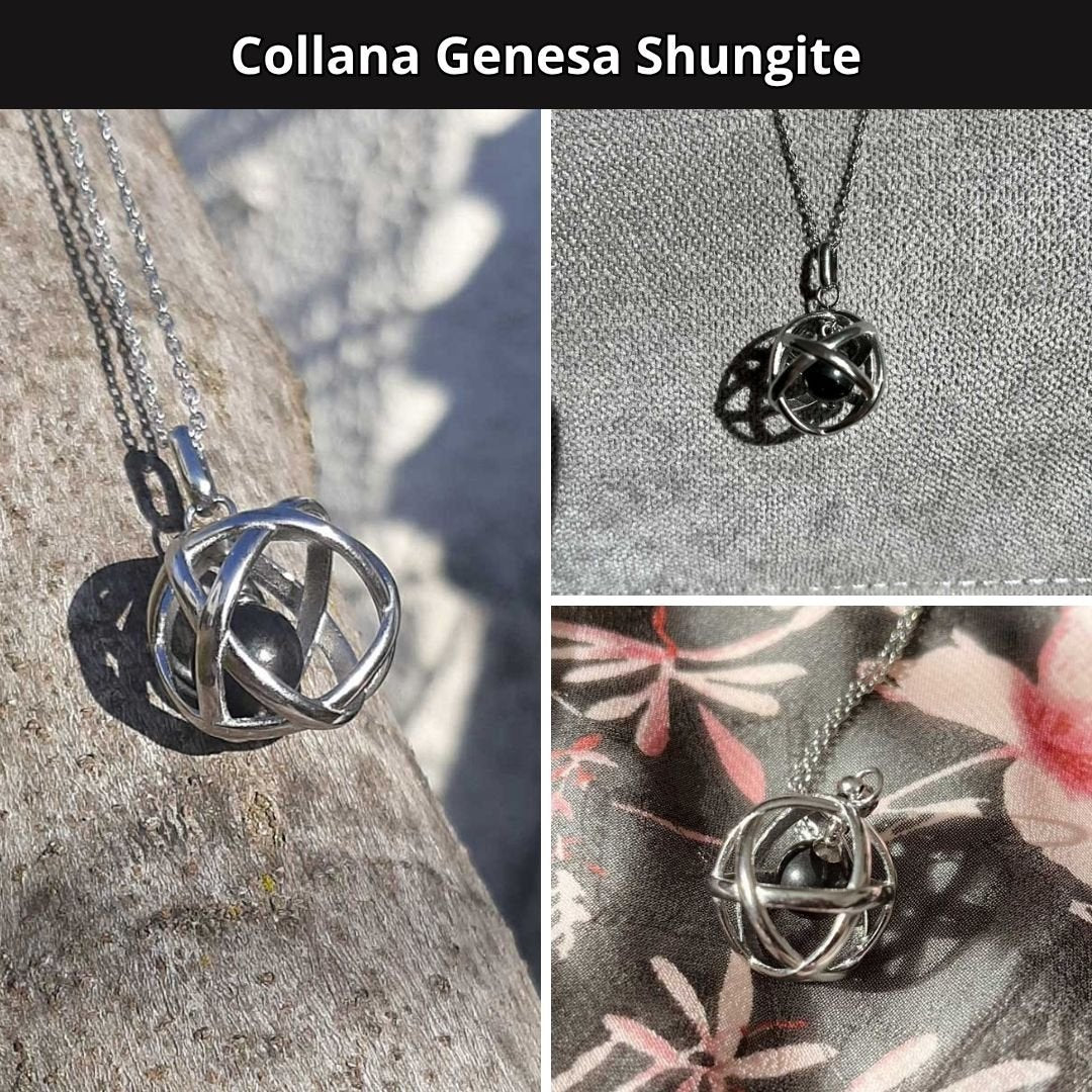 Collana Con Ciondolo In Pietra Terahertz - Design Onda Naturale, Chiusura A Lobster - Foto 4