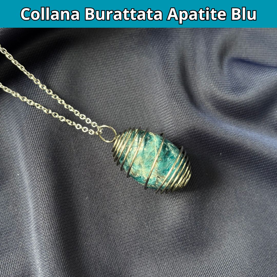 Collana Apatite Burattata con Spirale in Acciaio Inossidabile - Zen Home