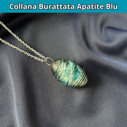 Collana Apatite Burattata con Spirale in Acciaio Inossidabile - Zen Home