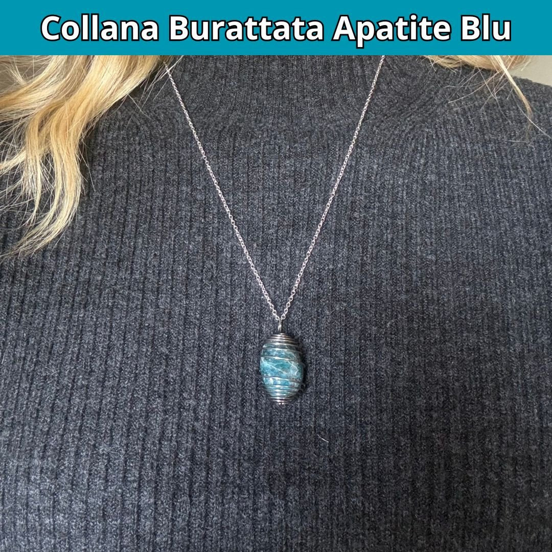 Collana Apatite Burattata con Spirale in Acciaio Inossidabile - Zen Home