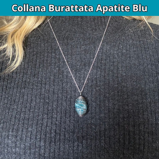 Collana Apatite Burattata con Spirale in Acciaio Inossidabile - Zen Home