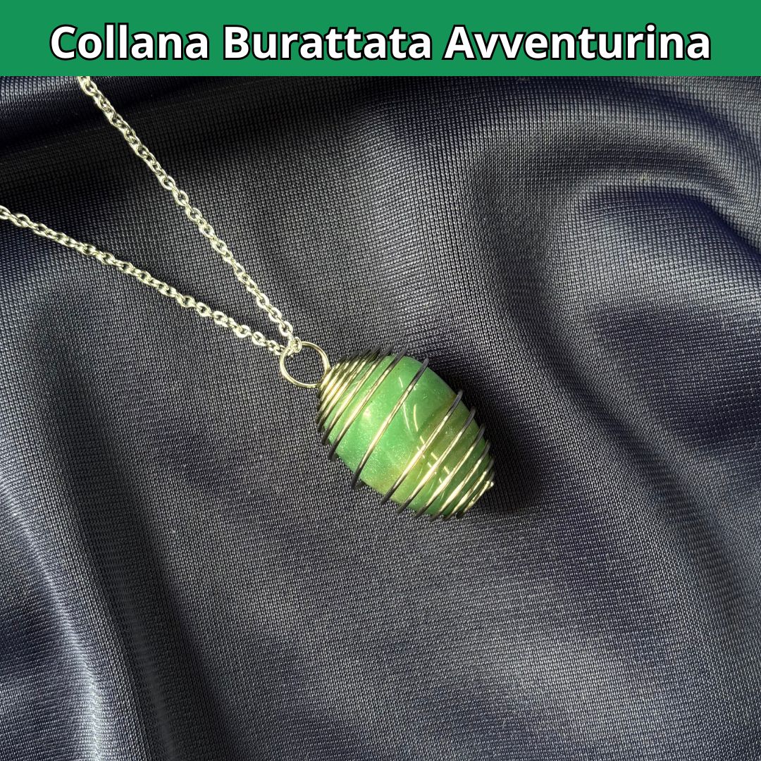 Collana Avventurina Burattata con Spirale in Acciaio Inossidabile - Zen Home
