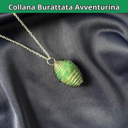 Collana Avventurina Burattata con Spirale in Acciaio Inossidabile - Zen Home