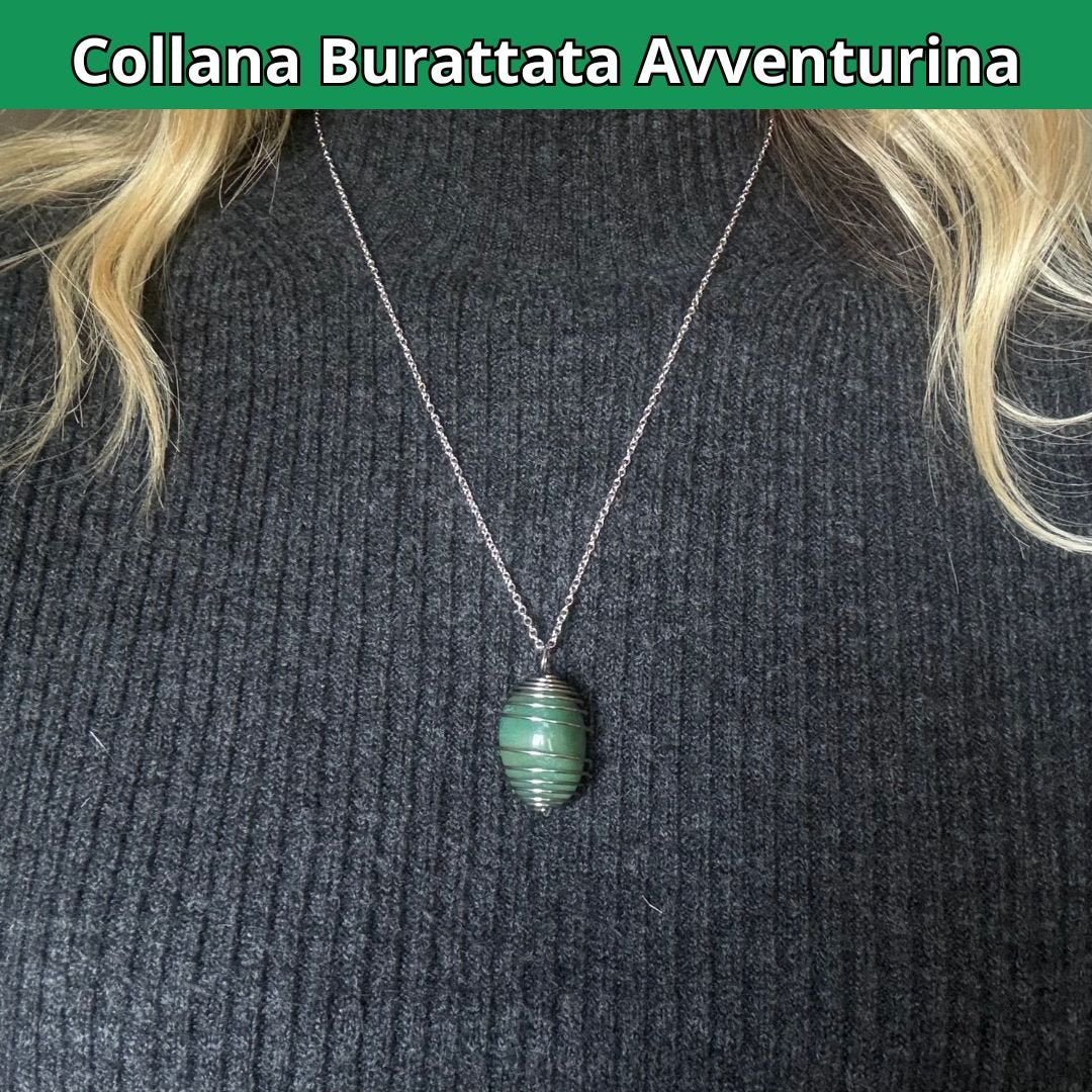 Collana Avventurina Burattata con Spirale in Acciaio Inossidabile - Zen Home