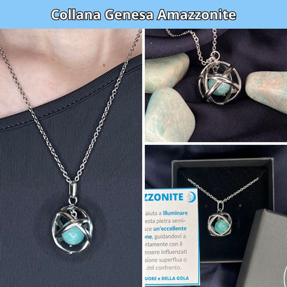 Collana ciondolo Genesa Amazzonite - Acciaio Inox - Zen Home