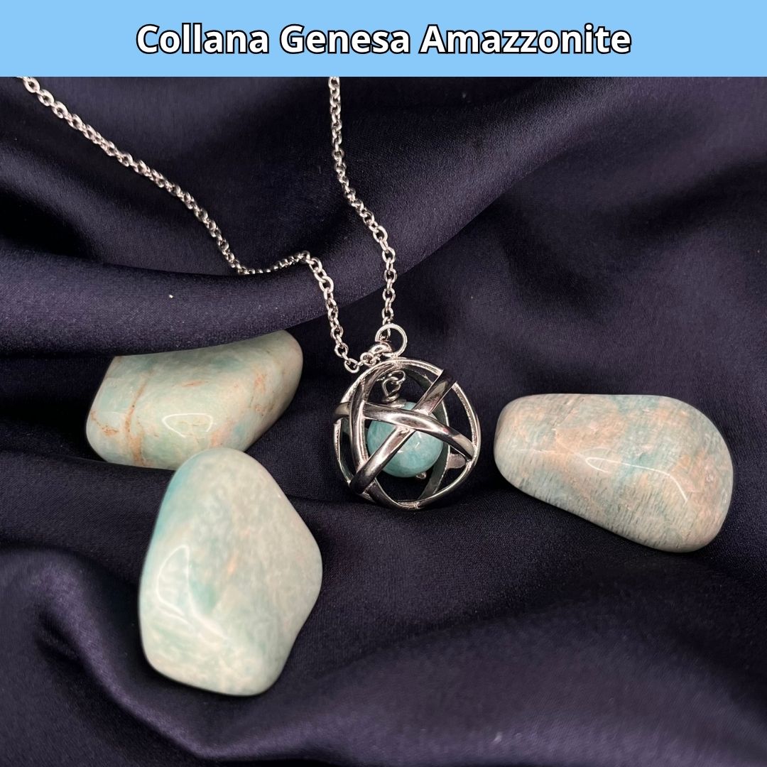 Collana ciondolo Genesa Amazzonite - Acciaio Inox - Zen Home