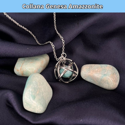 Collana ciondolo Genesa Amazzonite - Acciaio Inox - Zen Home
