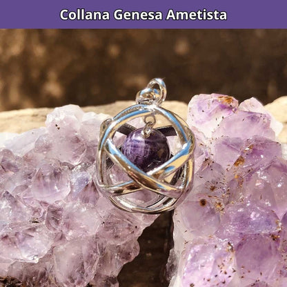 Collana ciondolo Genesa Ametista - Acciaio Inox - Zen Home